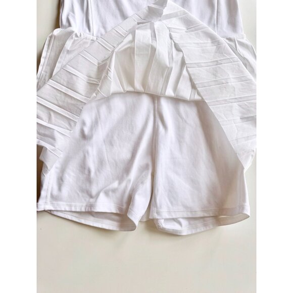 VARLEY Carina White Stretch Technical Weave Pleated Tennis Dress, Size L - Picture 9 of 16